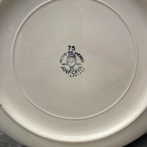 Vintage Anfora Mexico Salad Plates White Red Green 7 3/8" Lot of 2 - Picture 5 of 6